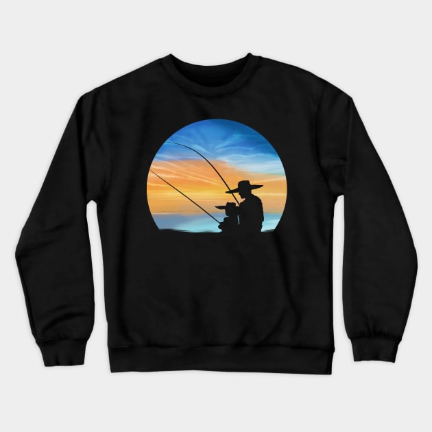 Fishing together - Father and Son Crewneck Sweatshirt by SinBle